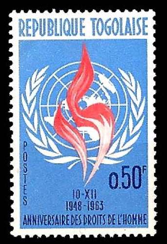 Togo - n° 390 Y&T ** - Anniversaire droits de l'homme - année 1963