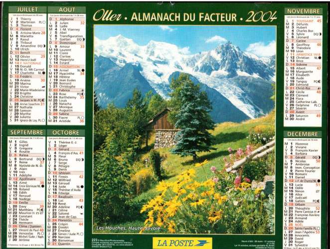 Calendrier 2004 Oller - les Aiguilles d'Arves, Savoie - Les Houches, Haute Savoie