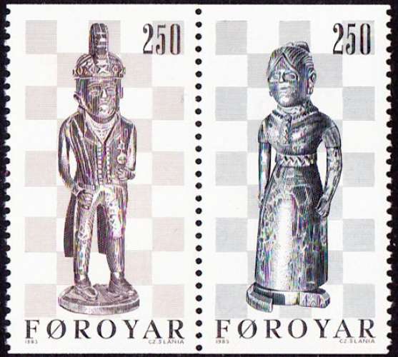 Féroé 1983 Pièces de jeu d'échecs (Roi et Reine)