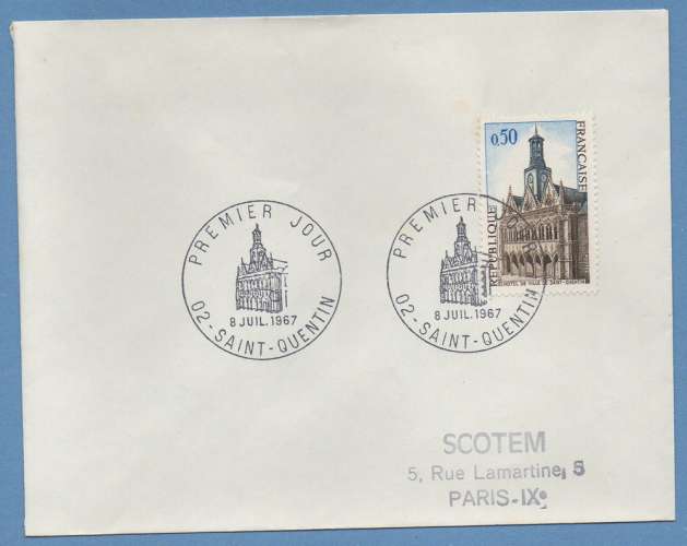 FDC ST QUENTIN 1967 AISNE 