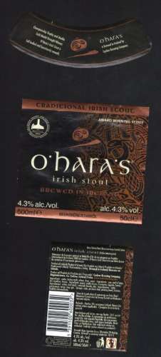 Lot 3 Etiquettes Bière Beere Cerveja O´Hara´s Irish Stout Irlande