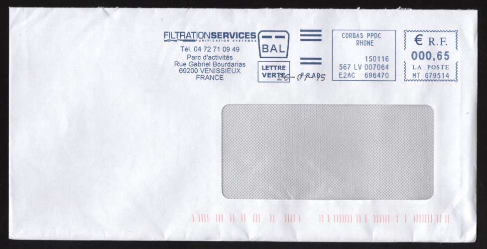 France EMA Empreinte Postmark Filtration Services Purification Systèmes 69200 Venissieux