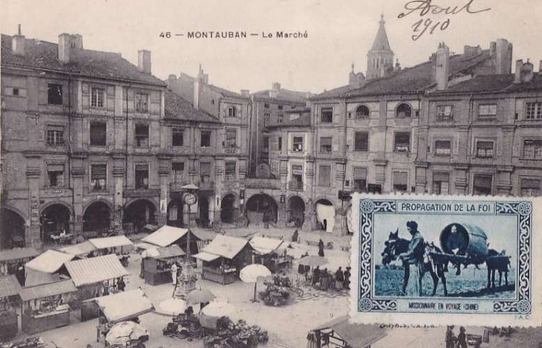 (82) montauban - cpa  -le marche -  circulée en 1910