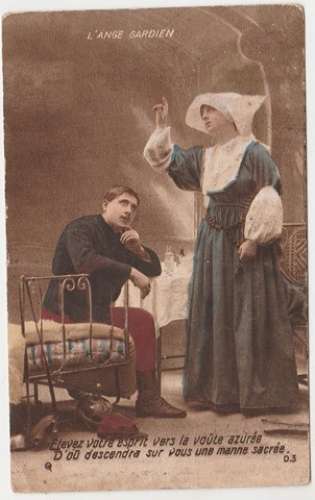 cpa L'ange Gardien  ...... soldat et bonne sœur cachet 1916