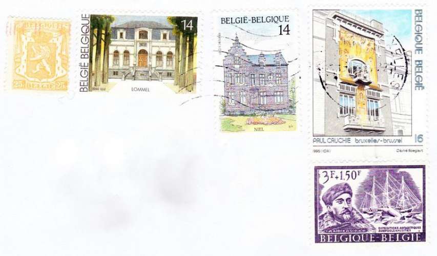 Belgique 2014 Timbres 710 - 1392 - 2380 - 2411 et 2604 sur lettre entière