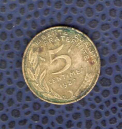 France 1987 Pièce de Monnaie Coin 5 centimes Liberté égalité fraternité