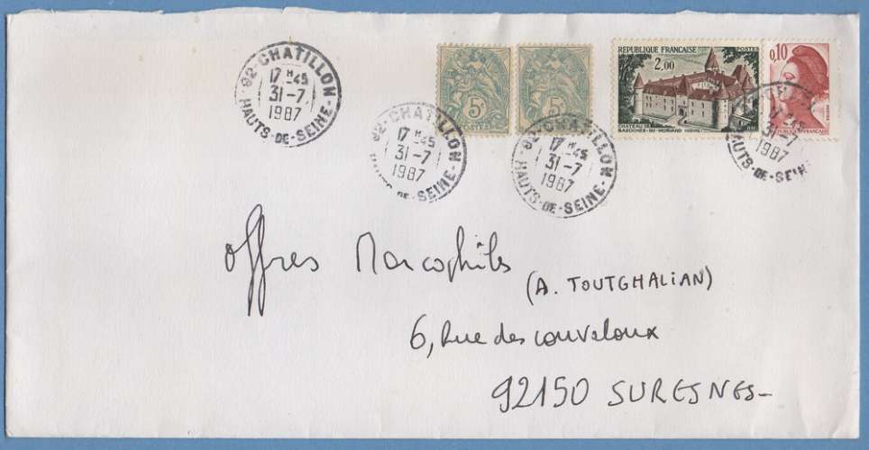 France N° divers dt Blanc /L 31/7/1987 Chatillon (92) Curieux !