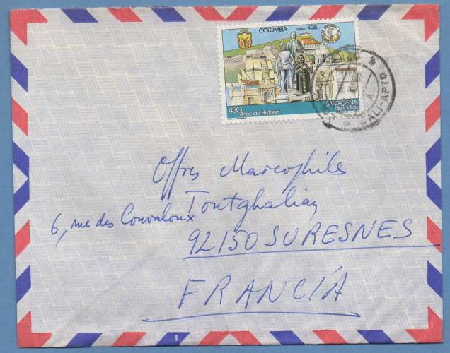 Colombie poste aérienne  / L 1983  > France  voilier ...