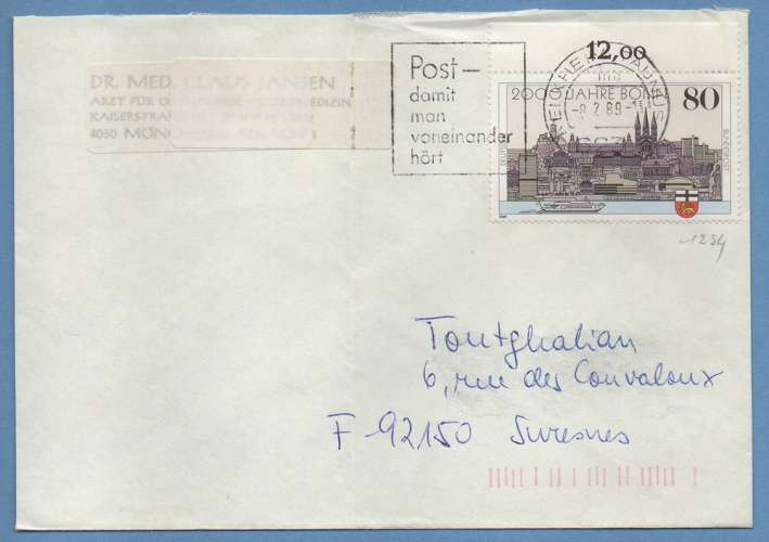 Allemagne F. N° 1234 / L > France  Bonn