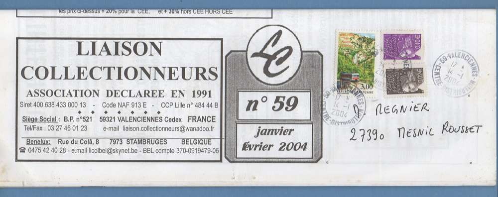 France N° 3017 train Ajaccio Vizzavova  + Luquet / journal Liaison Collectionneurs N° 59 