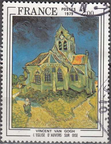 France 1979 Michel 2176 O Cote (2008) 2.20 € Vincent Van Gogh l'Eglise d'Auvers-sur-Oise Cachet rond