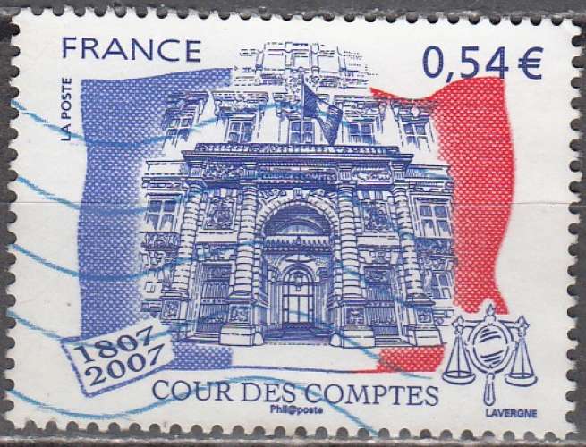 France 2007 Yvert 4028 O Cote (2012) 0.50 Euro 200 Ans Cour des Comptes Emission commune DOM-TOM