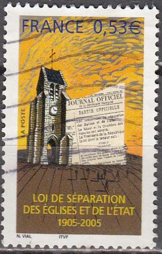  France 2005 Yvert 3860 O Cote (2012) 0.50 Euro 100 Ans Loi de séparation dees Eglises et de l'Etat