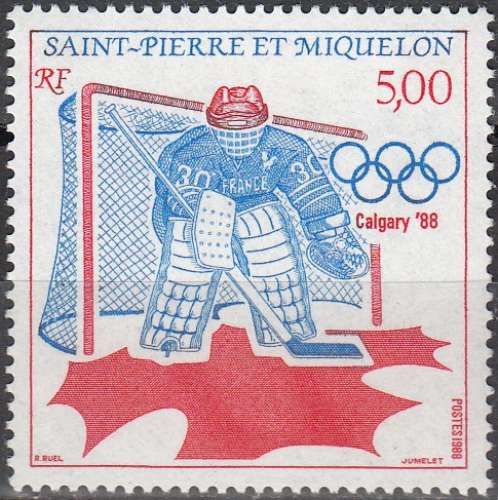 Saint-Pierre & Miquelon 1988 Michel 557 Neuf ** Cote (2007) 3.65 Euro Jeux olympiques Calgary Hockey