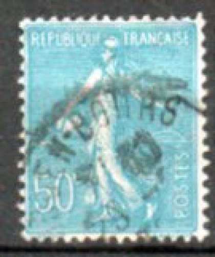 France Oblitéré Yvert N°362 Semeuse lignée 50c Turquoise 1937
