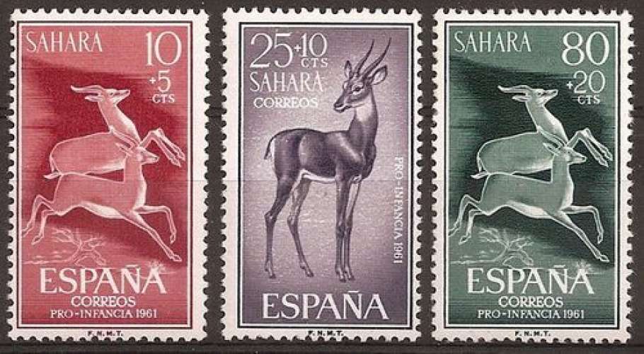 ESPAGNE SAHARA 1961 YT 176 / 178 Neufs * - Gazelles des montagnes , antilopes