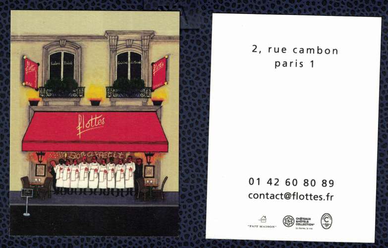 Carte de visite Business Card Restaurant Flottes Paris