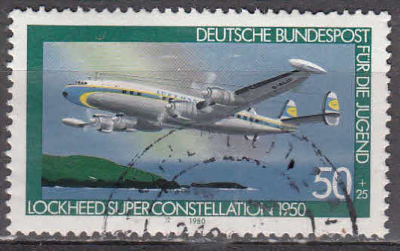RFA 1980  Y&T  889  oblitéré   avion Lokheed  Super Constellation