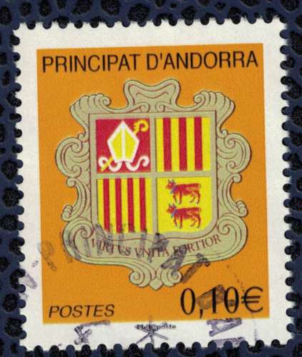 Timbre Oblitéré Used Stamp PRINCIPAT D´ANDORRA 0,10 euro Blason Orange ANDORRE 2010