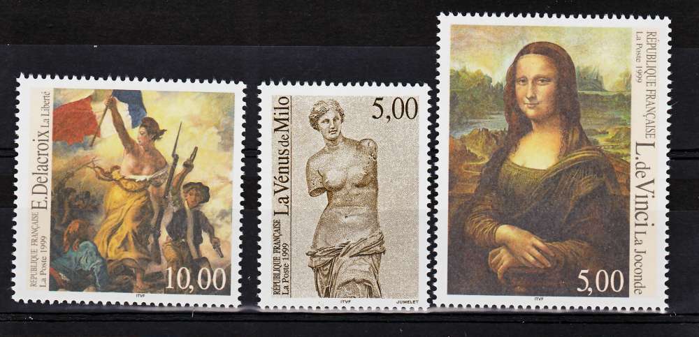 France 3234 3236 1999 1/4 de cote la Joconde la venus de Milo  du BF 23  neuf TB ** MNH  cote 50