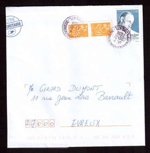 France  2005 Y&T 3837 o Raymond Aron 0,53€ sur lettre