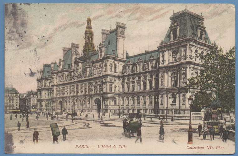 CPA Paris hôtel de ville voy 1905 sem