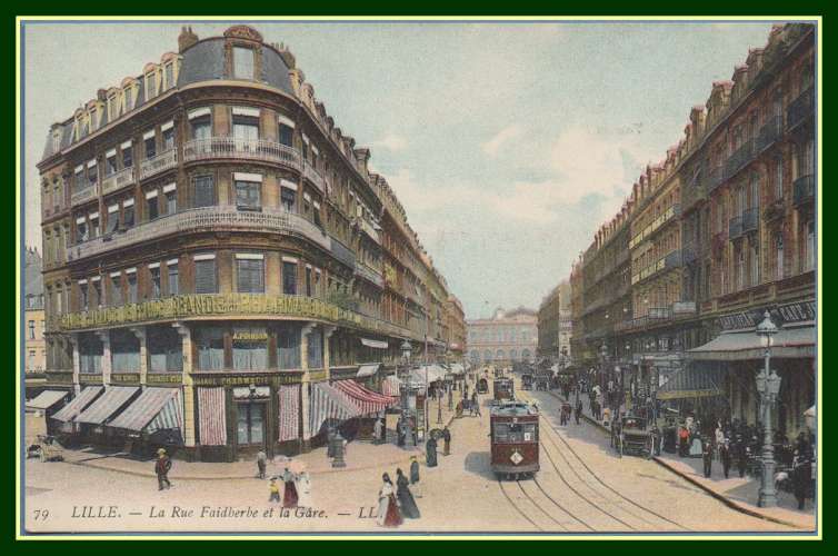 CPA Lille rue Faidherbe et Gare non écrite TB  tramways