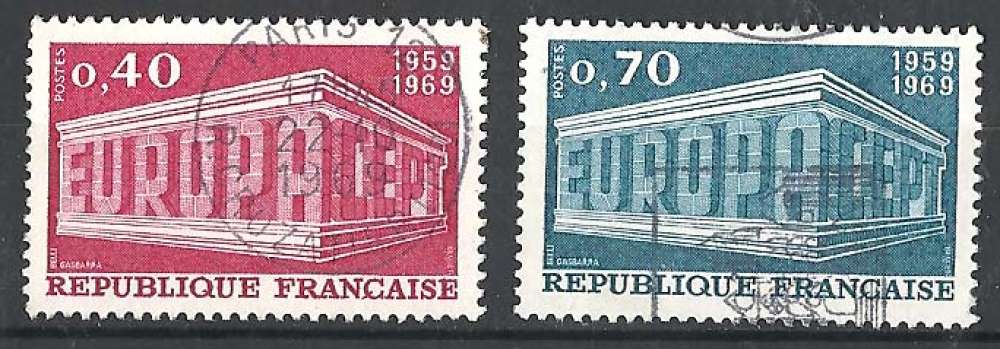 France - Y&T 1598 1599 (o) - europa - année 1969