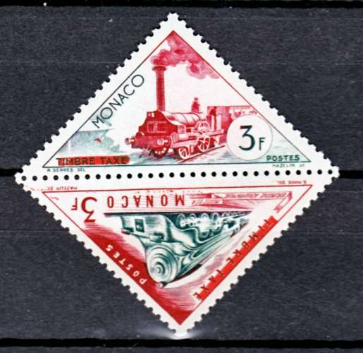 Monaco 455 456 1/4 de cote taxe surchargé locomotives 1956 neuf ** TB MNH sin charnela cote 2