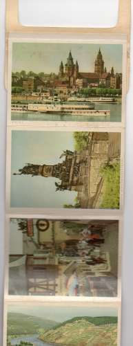 Pochette Dépliant 20 vues couleur du Rhin de Mayence à Cologne - 10,5 cm X 7,5 - 3 scans