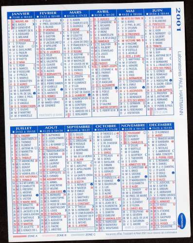 44 - Calendrier de poche 2 volets - 2001 - Scorpion - 2 scans