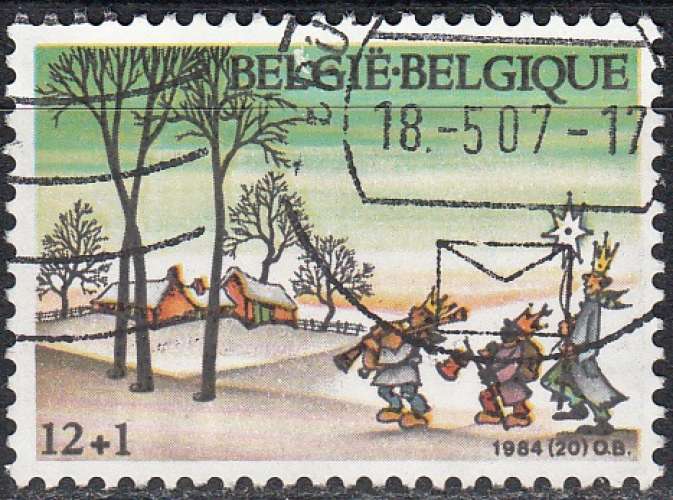 Belgique 1984 COB 2155 O Cote (2016) 1.00 Euro Noël Evocation de la fête des Rois Mages Cachet rond