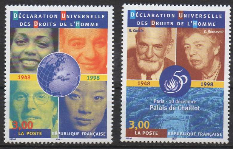France 1998 - Y & T  3208 et 3209 ** - Déclaration des Droits de l'Homme