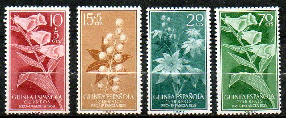Guinée Espagnole Yvert N°406 à 409 Neuf 1959 Fleur Enfance