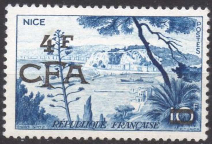 9589N - Y&T n° 323 - neuf trace charnière - Nice - 1955/56 - Réunion