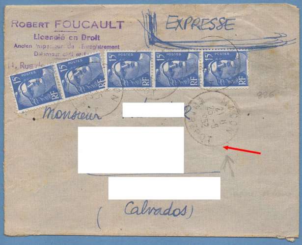 France Obl Macon Entrepot 1952 /N°886 Verso Ambulant Macon A Paris + Gare Caen et Paris