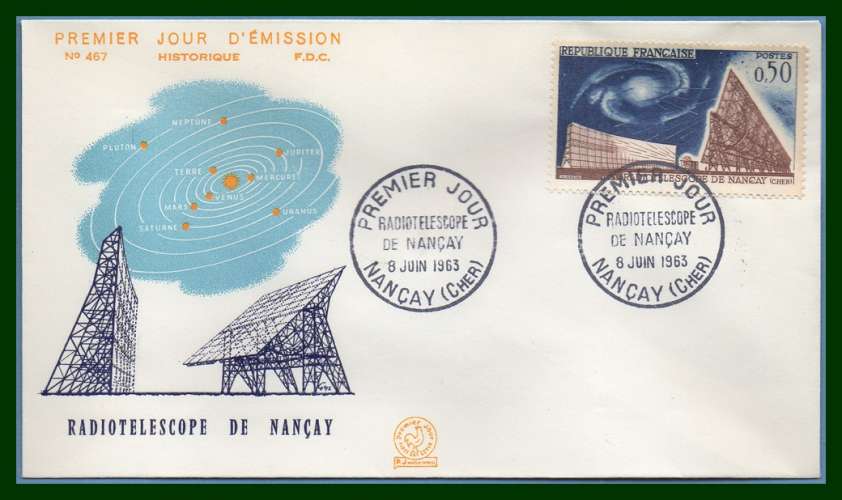 France FDC Radiotéléscope de Nançay 1963 télécommunication spatiale