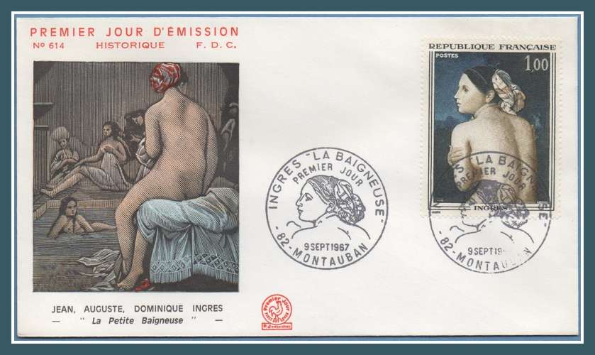 France FDC Ingres Montauban 1967 ( cote 7 € ) peinture nu