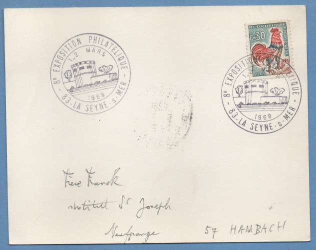  BT 8é Expo Phil La Seyne sur Mer 1969 / N° 1331A coq