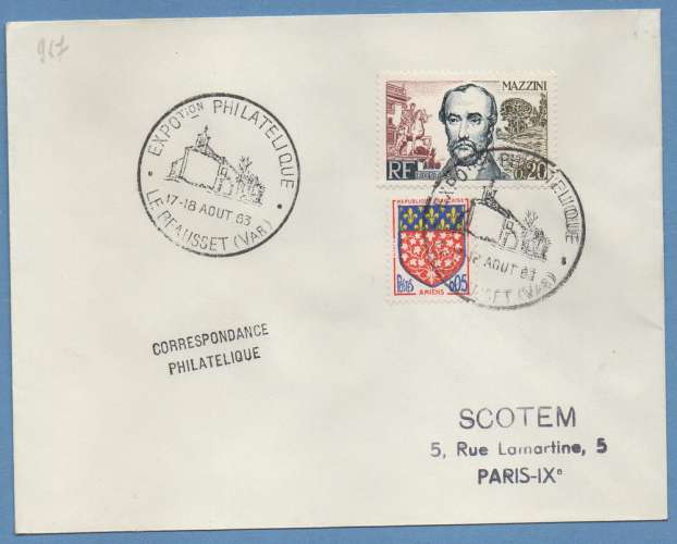  BT expo phil Le Beausset 1963 / N° 1384 Mazzini + 1352