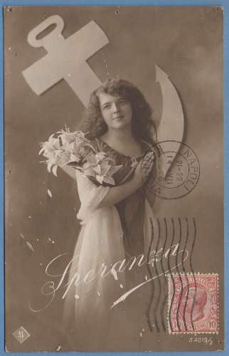 CPA Italie femme  Sperancea voy 1916 Napoli (trous punaise)