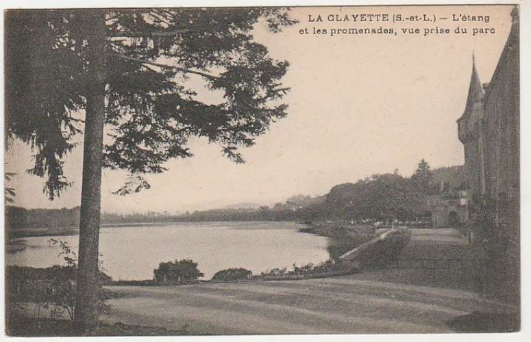 cpa  71 La Clayette l'Etang et les promenades , vue prise du parc