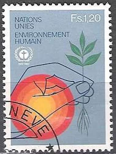 Nations Unies (Genève) 1982 Yvert 106 O Cote (2015) 2.30 Euro Protection d'environnement Cachet rond