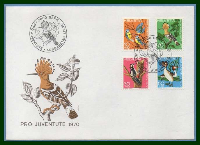 Suisse FDC Projuventute 1970 oiseau bird 