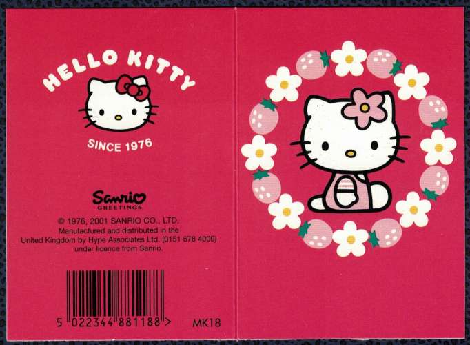 Carte Hello Kitty pliable verso blanc pour vos messages
