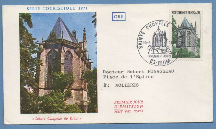 France FDC Chapelle Riom 1971
