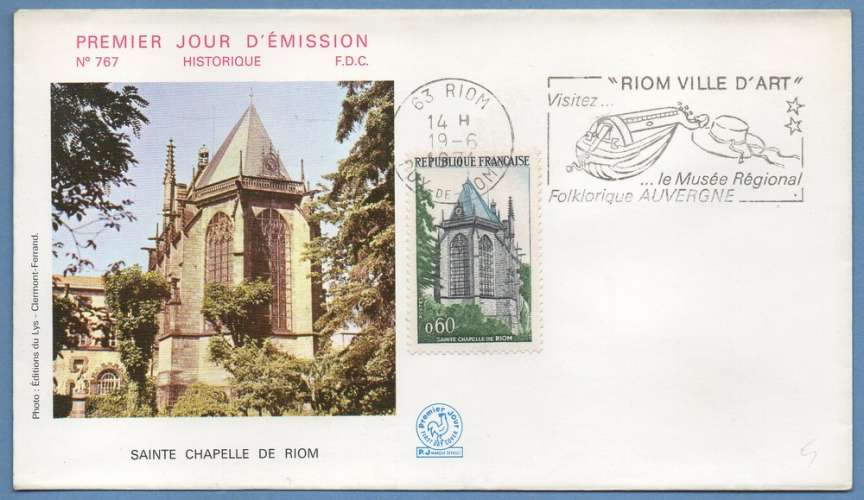 France  FL FDC Chapelle Riom 19/6/1971