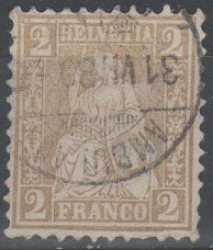 Suisse 1867 - Helvetia 2 c. - 2 scan