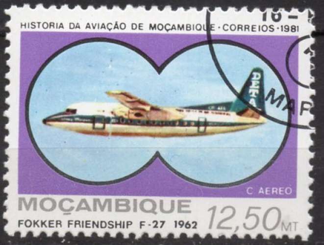 A411 - Y&T n° 45 - P A oblitéré - Fokker Freindship F27 - 1981 - Mozambique