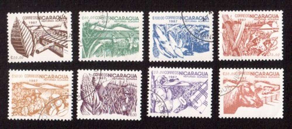 Nicaragua 1987 Y&T ? (o) réforme agraire lot de 8 timbres